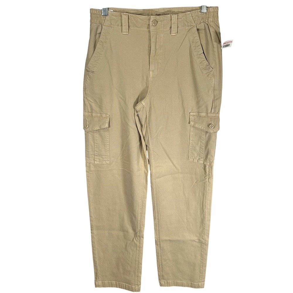 American Eagle Women Khaki Cargo Pants Stretch High Rise Tapered Size 4 Regular
